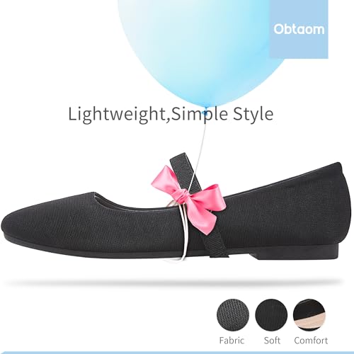 Obtaom Mary Jane Flat Shoes Round Toe Ballet Flats for Women Dressy Fabric Business Flats Comfortable Classic Strap Flats for Office2