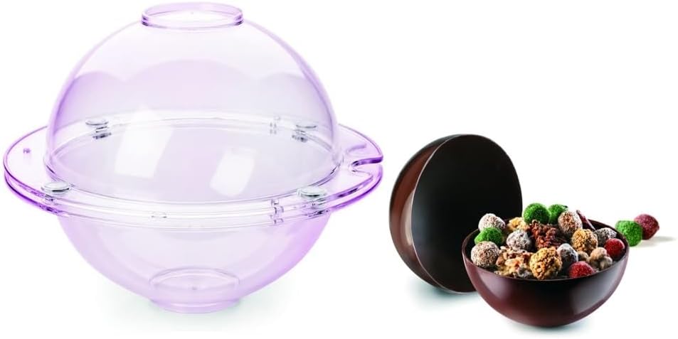 IBILI 3D Magnetic Chocolate Sphere Mold | Made in Spain | Polycarbonate | Food-Grade | Easy-Release | Perfect for Chocolate Bombs & Desserts | 7.28 x 9.25 x 9.25 Inches