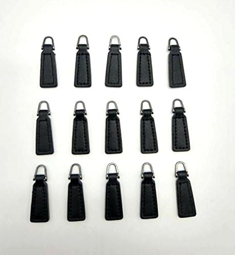 ANSTER 50 pack Leather Zipper Pull For Boot/Jacket/Bag/Purse Replacement and Production (Black)