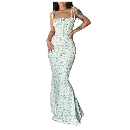 Robe d'été sans manches motif fleurs bohème au col rond fluide et confortable