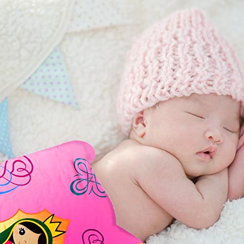 Image of Linzy Plush Virgin Mary Our Lady of Virgen de Guadalupe Baby Double Blanket, Super Soft Baby Double Blanket (50x40 Inch), Pink, 62312