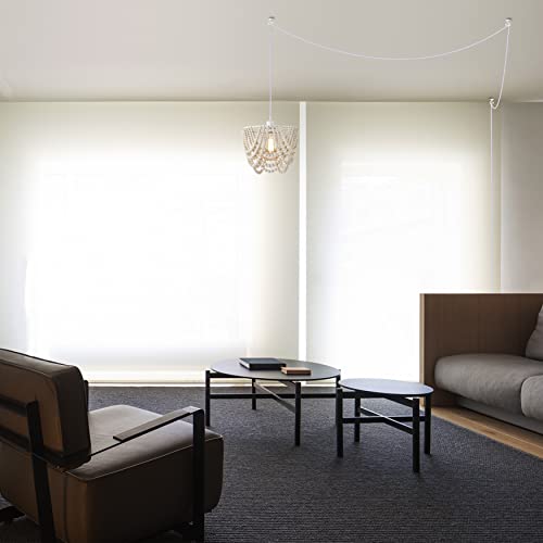 Boho Pendant Light Plug In Wood Beaded Plug In Chandelier 1-Light Whitewashed Chandelier Light Fixture Plug In Chandelier Lighting With Cord #TOP2