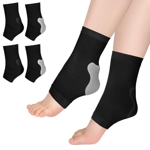 Fefod Talon Tendinite Chaussettes de Protection, 2 paires Tendon d'Achille Soutien Compression Chaussettes avec Coussinet de gel, Manchon en Gel de Compression rembourré pour Sec Fissuré,Tendinit