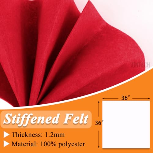 Image of IONTACH 36 inch X 36 inch Red Stiff Felt Fabric 1.2mm Thick | Felt Sheet for Craft, Sewing, Patchwork, Liner Decorations, School Projects, Home Decor