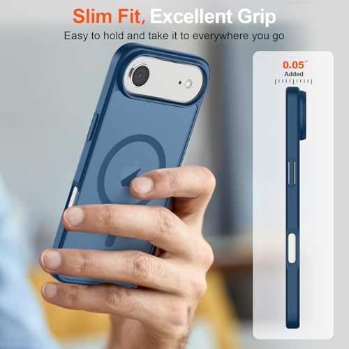 Image of SUPFINE Magnetic for iPhone Air Case (Compatible with MagSafe)(Military Grade Drop Protection) Slim Translucent Matte Shockproof with Anti-Fingerprint Phone Cover for 17 Air,Deep Blue