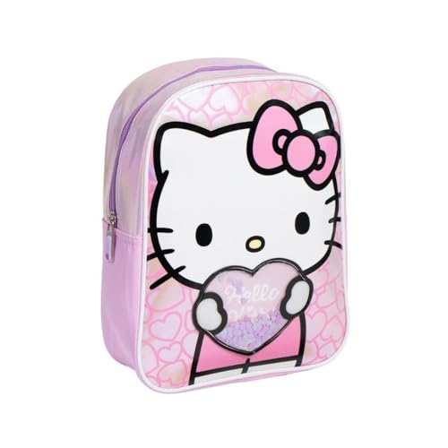 mybagstory – Sac hello kitty enfant 28x20x8 cm en PU – Petit sac à dos léger avec 1 compartiment zippé – Sac hello kitty fille – Idéal maternelle,...