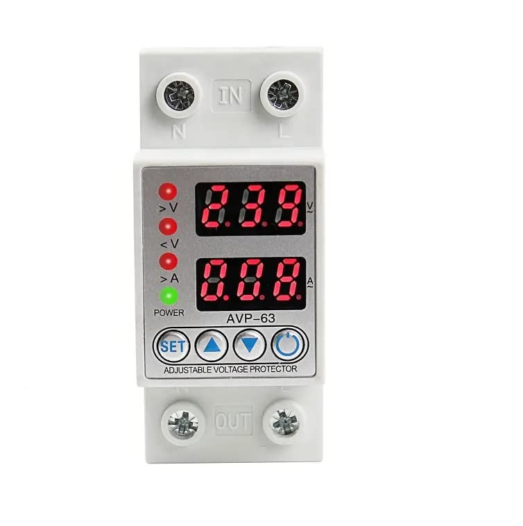 Real Instruments 63A AVP-63 Din Rail Dual Display Adjustable Intelligent Over Voltage Current And Under Voltage Protective Device Protector Relay Over Current Protection Home Usage Dual LED Display (B0C43NVZSY) Amazon Price History, Amazon Price Tracker