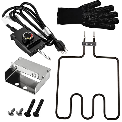 1500 Watt Heating Element 50F To 450F For Masterbuilt Electric Smoker and Grill With Adjustable Thermostat Cord Controller and Stainless steel connection box By Romalon