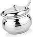 Rastogi Handicrafts Stainless Steel Small Pot Storage Capacity 200 ml Pot for Oil Ghee, salt, tea, coffee, spices, dry fruits, sugar (1) Size- Inch- Length- 3.5 x Width- 3.5 x Height- 3