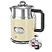 Russell Hobbs Wasserkocher [1,7l, 2400W] Retro Creme und polierter Edelstahl (Schnellkochfunktion, Wassertemperaturanzeige im Retrodesign, außenliegende Wasserstandsanzeige) Vintage Teekocher 21672-70