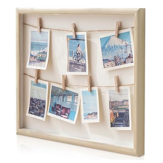 Bacheche in legno 5 Gwezmxs Portafoto con Mollette, Legno Cornice Profonda Quadro, Bacheca Portafoto da Parete