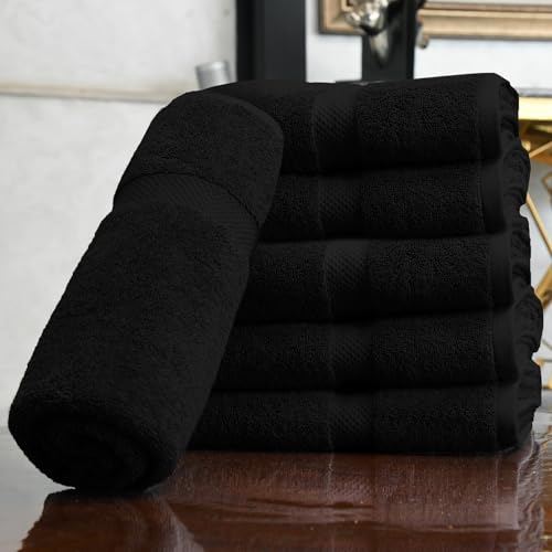 HERCULEAN Premium Bath Towels 24 x 48 Pack of 6 | Quick Dry and Highly Absorbent | 100% Cotton Terry Towels for Bathroom - Perfect for Shower - Pool and Spa - Luxury Soft Towels - Black - Image 4