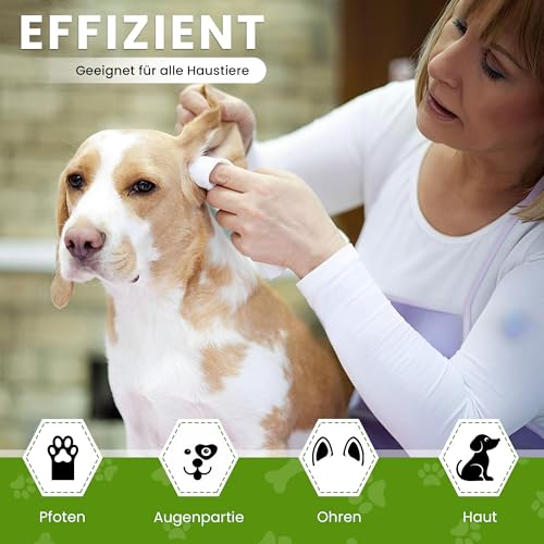 TraumaPet Premium Feuchttücher für Hunde & Katzen – Feuchte Reinigungstücher mit Kamille & Silber – Reinigungstücher für empfindliche Stellen – 15 Stück | Feuchttücher Hund & Katze