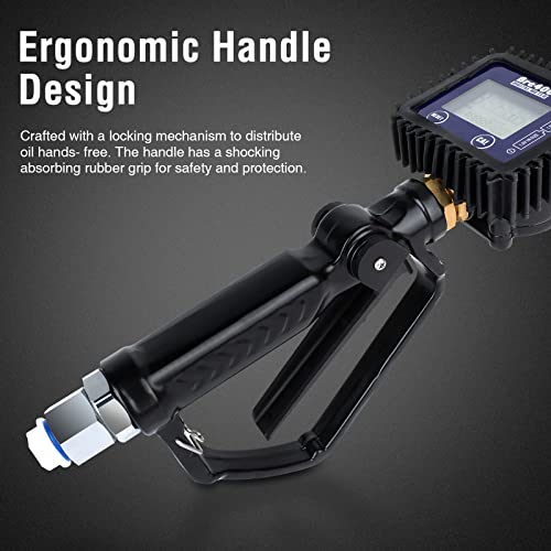 Lcd Digital Oil Control Valve Meter Bspf1/2 Nozzle Pneumatic Oil Transfer Gun Oil Flowmeter With Flexible Nozzle Accurate Measurement Heavy Duty Transfer Gun 70 Bar/50 Psi/50Gpm #TOP3