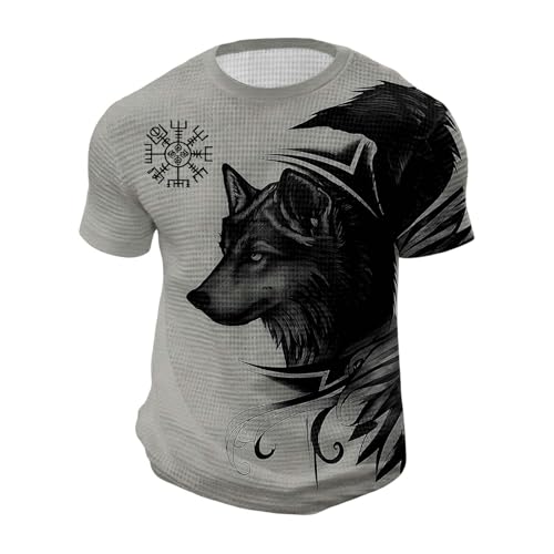 Genérico Camiseta de Tigre ImpresióN 3D de Animales Manga Corta Camisetas con Gráficos de Tigre Camiseta de Gatos Tops de Verano Wolf 3D Estampado Cuello Redondo Ropa Casual