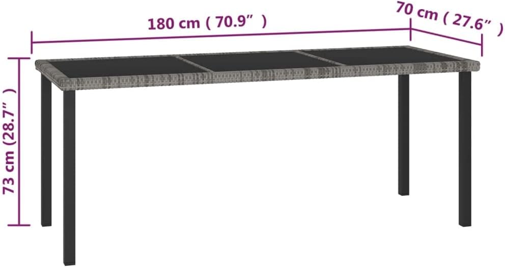 vidaXL Patio Dining Set 9 Piece, Outdoor Dining Set for Garden Yard, Table and Chair for Balcony, Dining Table, Farmhouse Style, Poly Rattan Gray