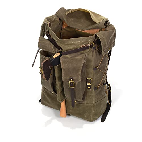 Frost River Isle Royale Bushcraft Backpack - Durable Waxed Canvas Outdoor Hiking Pack, 45 Liter, Field Tan #TOP2