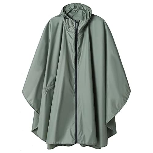 Regen Poncho Jacke Mantel für Erwachsene mit Kapuze wasserdicht mit Reißverschluss im Freien