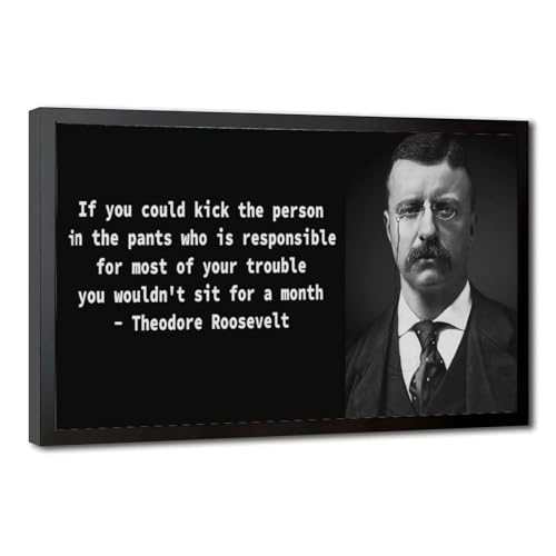 Poster citation Theodore Roosevelt impression toile décoration murale cadre suspendu