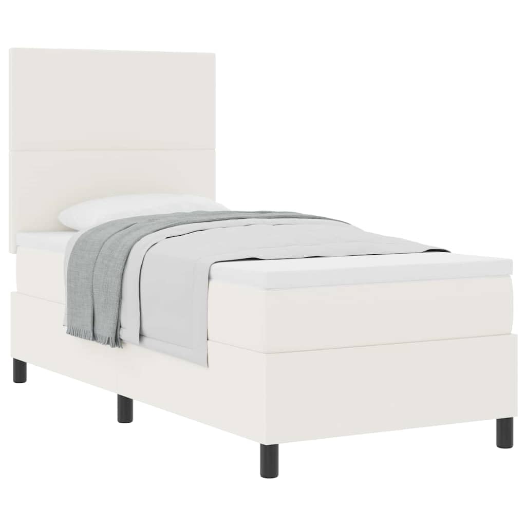 Tkanina sztruksowa nowoczesny box spring Kremowy 80 x 200 cm