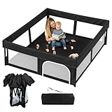 Foldable Baby Playpen, 50'×50' Play Yard for Toddlers, Portable & Collapsible Playpen with Gate, ASTM & CPSC Certified, Skin-Friendly & Breathable Mesh, Ideal for Indoor & Outdoor Use with Bag