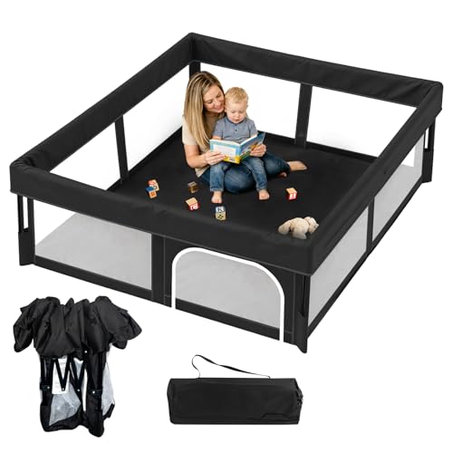 Foldable Baby Playpen 5050 Play Yard for Toddlers Portable & Collapsible Playpen with Gate ASTM & CPSC Certified Skin-Friendly & Breathable Mesh Ideal for Indoor & Outdoor Use with Bag