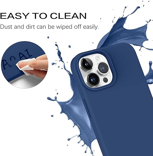Image of M Cart Compatible with iPhone 13 Pro Max Case 6.7 Inch Liquid Silicone Soft Gel Rubber Slim Microfiber Lining Cushion Cover Shockproof Protective Phone Case for iPhone 13 Pro Max -Ocean Blue
