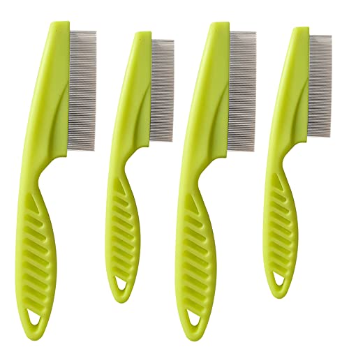 Multifunctional Pet Grooming Comb - 2023 New Magic Stainless Steel Fine-Tooth Massage Comb for Dog and Cat Hair, Stain Tear Removal (2 Pair, Green)