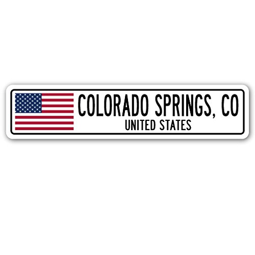 Colorado Springs, CO, United States Street Sign American Flag City Country Gift
