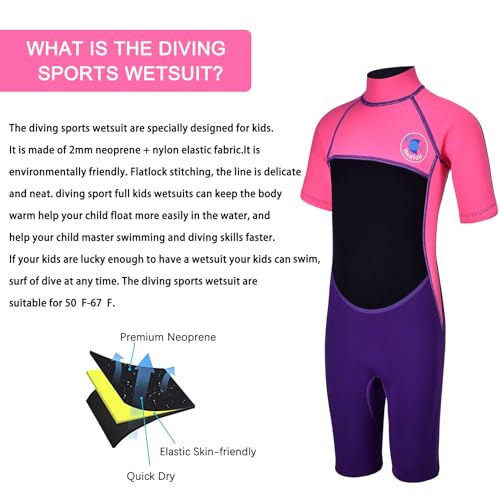 REALON Kids Wetsuit for Girls Boys Toddler and Youth 3mm Neoprene Child Full Wet Suits Warm in Cold Water Thermal Swimsuit Back Zip for Swimming Diving Jet Skiing Surfing
