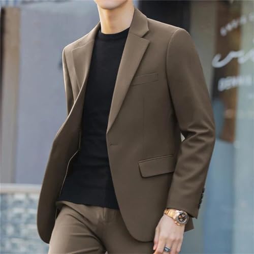 Men's Business Blazer Korean Slim Fit Suit Jacket Elegant Blazers Single Top4