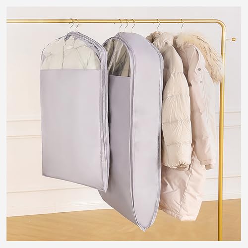 Hanging Garment Bags with Self Compression Zipper, Large Capacity Garment Covers, Ultra Space Saving Closet Organizers, Dustproof Clothes Protector Covers for Down, Suit, Jacket(Size:130×58×15cm)
