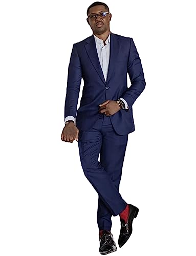 Costume deux pièces homme pour mariage, vêtement officiel confortable à revers échancré anti-pli