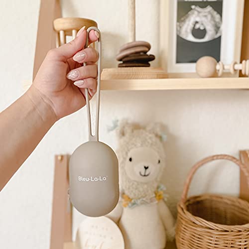 Image of Pacifier Holder Case - Soft Silicone Pacifier, Clip, and Accessory Pouch with Zipper (Taupe)
