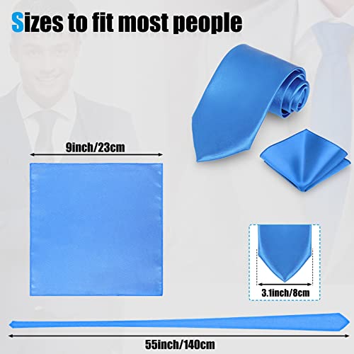 Image of Zhanmai 48 Pcs Men Solid Color Ties and Pocket Square Set Satin Necktie Business Handkerchief for Wedding Party