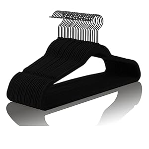 MIZGI Schwarze Samt-Anzugbügel, 50 Stück