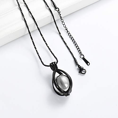 Imrsanl Cremation Jewelry Teardrop Urn Necklace For Ashes With Hollow Ball Memorial Locket Pendant Urn Jar Keepsake Jewelry For Women Men (Black Silver) #TOP5