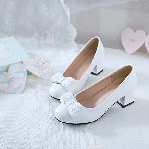 MIOKE Women's T-Strap Mary Jane Pump Oxford Retro Square Toe Patent Leather Low Heel Classic Dress Shoes3