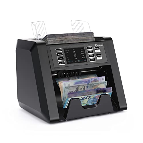 Cashtek N70 Money Counter Machine Mixed Denomination, Multi Currency Value Count, 2CIS/UV/MG/IR Counterfeit Detection, Serial Number Reading, Printer Enabled Cash Counter 2Yr Warranty