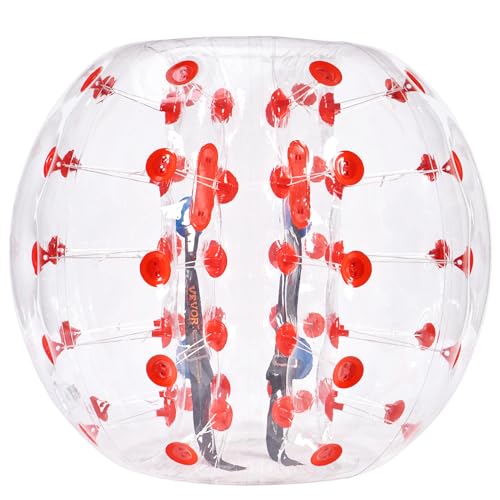VEVOR Bulle Gonflable de 1,2 m Pois Rouge pour Adolescents et Adultes Balle Pare Chocs à Bulles en PVC pour Hamster Humain 0,8 mm d'Épaisseur pour Jeux...
