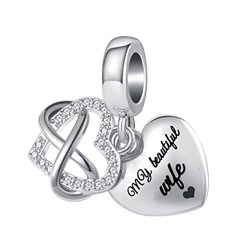 Key to My Heart Angel Wing Infinity Love Charm Clear Crystal Rose Gold Beaf for European Charm Bracelet