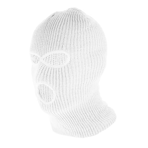 VALICLUD Mascarilla de esquí con 3 agujeros para hombres y mujeres, balaclava tejida, máscara facial para actividades al aire libre, cálida y cómoda para esquí y ciclismo, blanco miniatura 1
