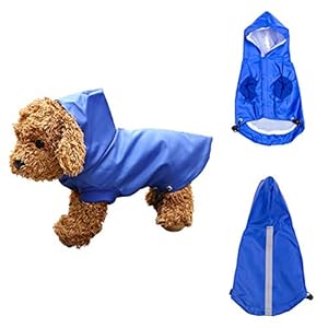 WENTS Hondenregenjas met capuchon en veilige reflecterende, ultralichte ademende 100% waterdichte regenjas voor kleine, middelgrote rassen (blauw)