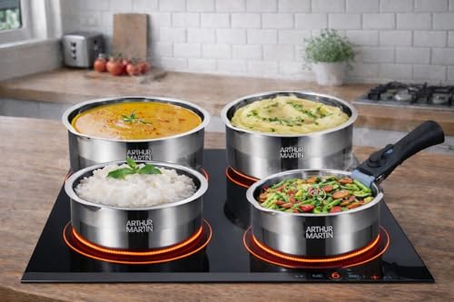 Batterie de cuisine inox 5 pièces poignée amovible Arthur Martin – Image 4