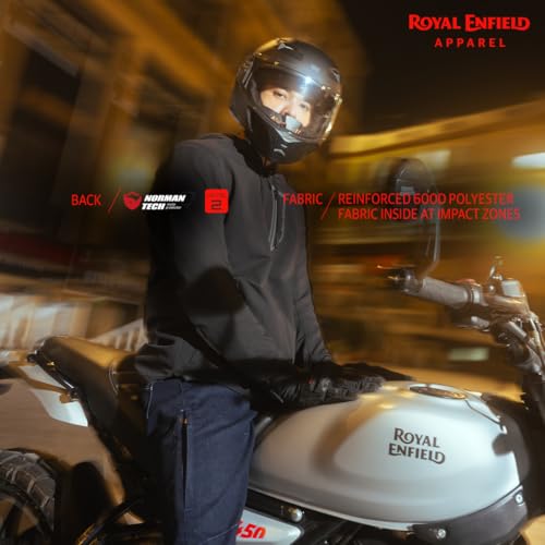 Image of ROYAL ENFIELD URBANITE RIDING JACKET CUM CASUAL JACKET CUM SWEATSHIRT|CE level 2 armours at Shoulders & Elbows CE level 2 armour at back|Riding jacket protection: CE certified to CLASS A | BLACK M