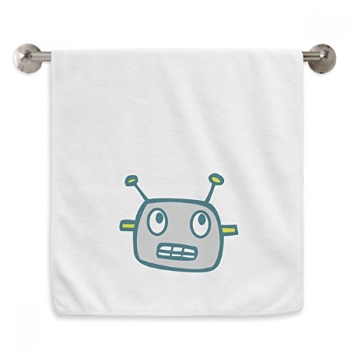 Serviette débarbouillette alien gris robot blanche moelleuse 13X29 - 2