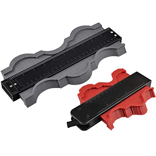 Contour Gauge -2 Pack Contour Duplicator Gauge Upgrade Profile Gauge Copy Irregular Shapes,Contour Duplications Tool for Measuring Woodwork Corners and Contoured (5inch with Lock,10inch Aluminum Core)