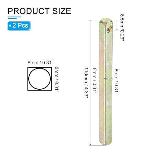 QUARKZMAN Feder-Türknaufspindel 110x8mm, 2er Pack Ersatz-Türknaufspindel Stange aus Kohlenstoffstahl für die meisten Schlosskasten-Türknaufe Vintage-Türsteuerungssysteme, Gold