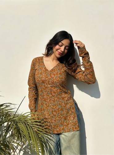 Image of ANNI Designer Cotton Short Kurti for Women | Stylish Kurti | Short Kurti Top | Casual Kurta for Women | Comfortable Cotton Kurtis for Womens