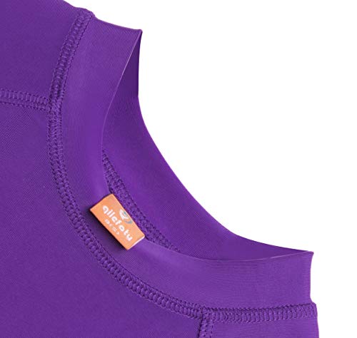 Image of Girls Short Sleeve UPF 50+ Sun Protection Swimwear Athletic Elastic Shirt Surfing Rash Guard Tops for 2-16 Years